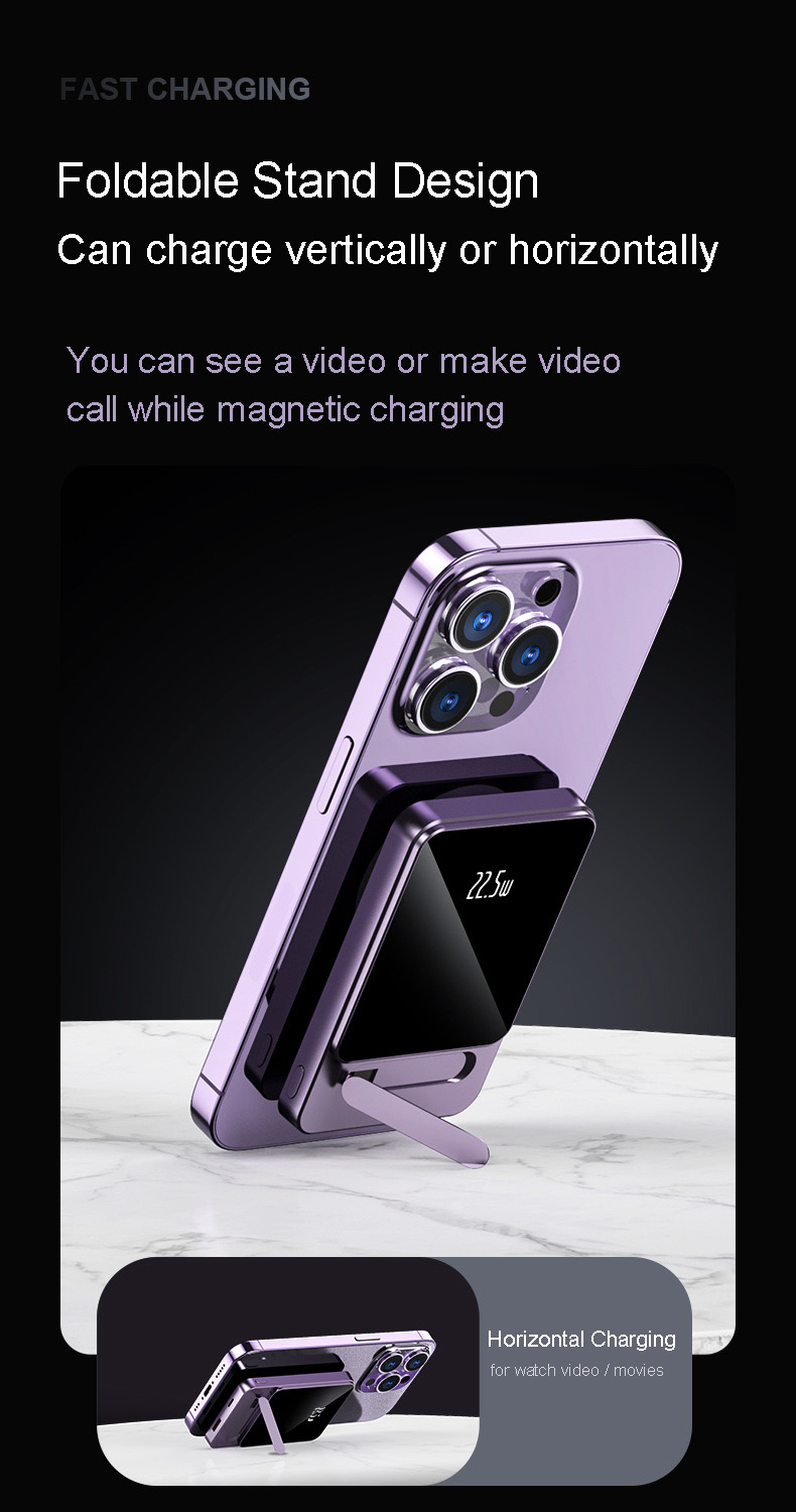 Mini Portable Wireless Mag-Safe Charger, 10000mAh Power Bank with 22.5W Super Fast Charging, Portable Magnetic Charger