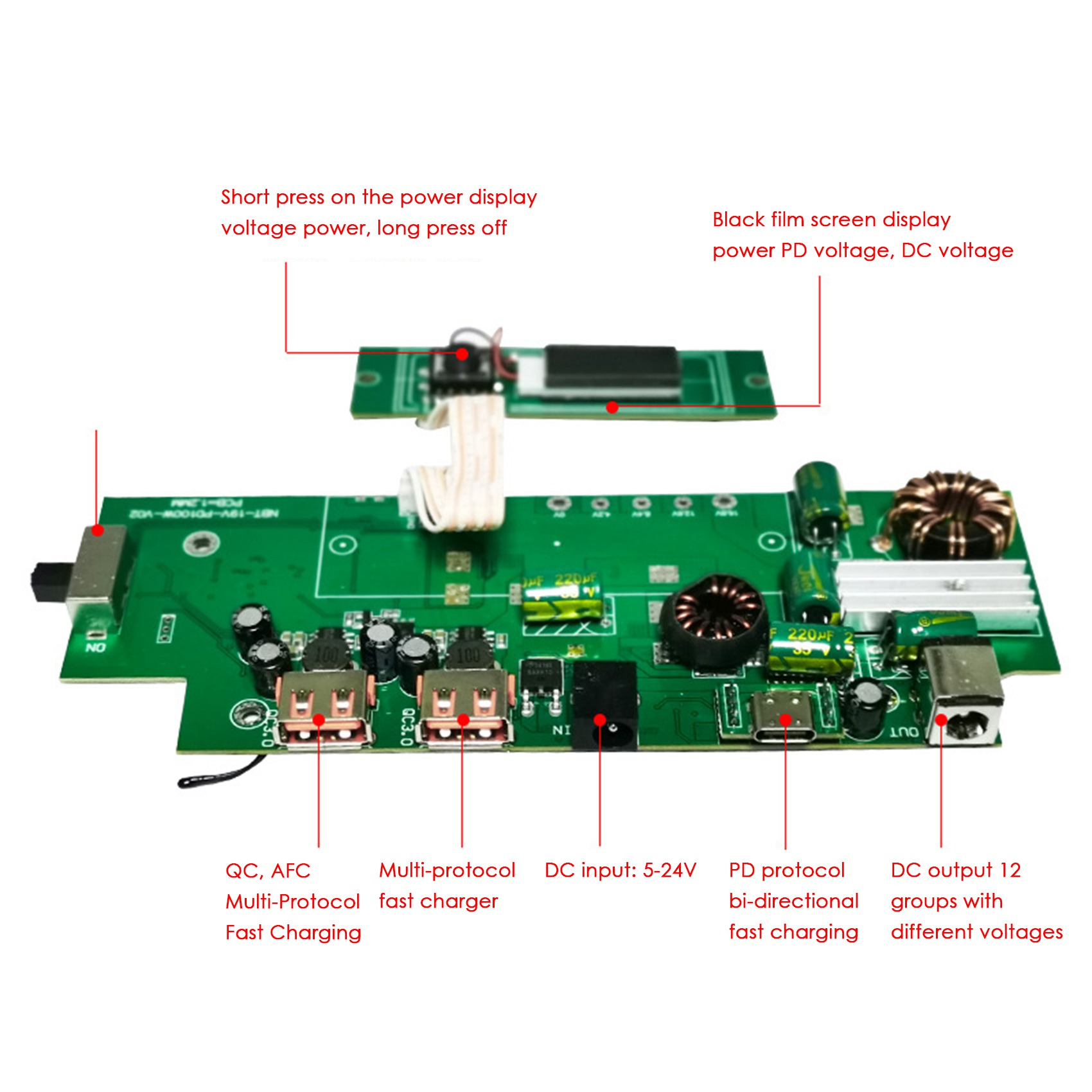 18650 Battery Power Bank Box LCD Display 60000MAh Power Board for 18650 Battery DIY Box Powerbank Case for Phone Tablet