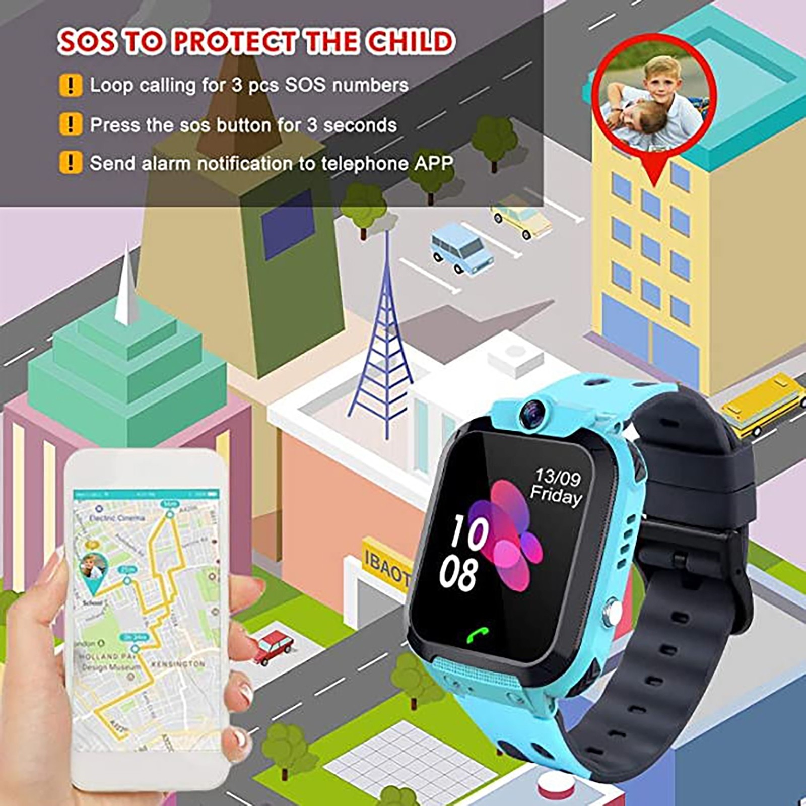 Kids Smart Watch Waterproof Smart bracelet Touch Screen SOS Phone Call Device Location Tracker Anti-Lost Child SmartWatch Q16