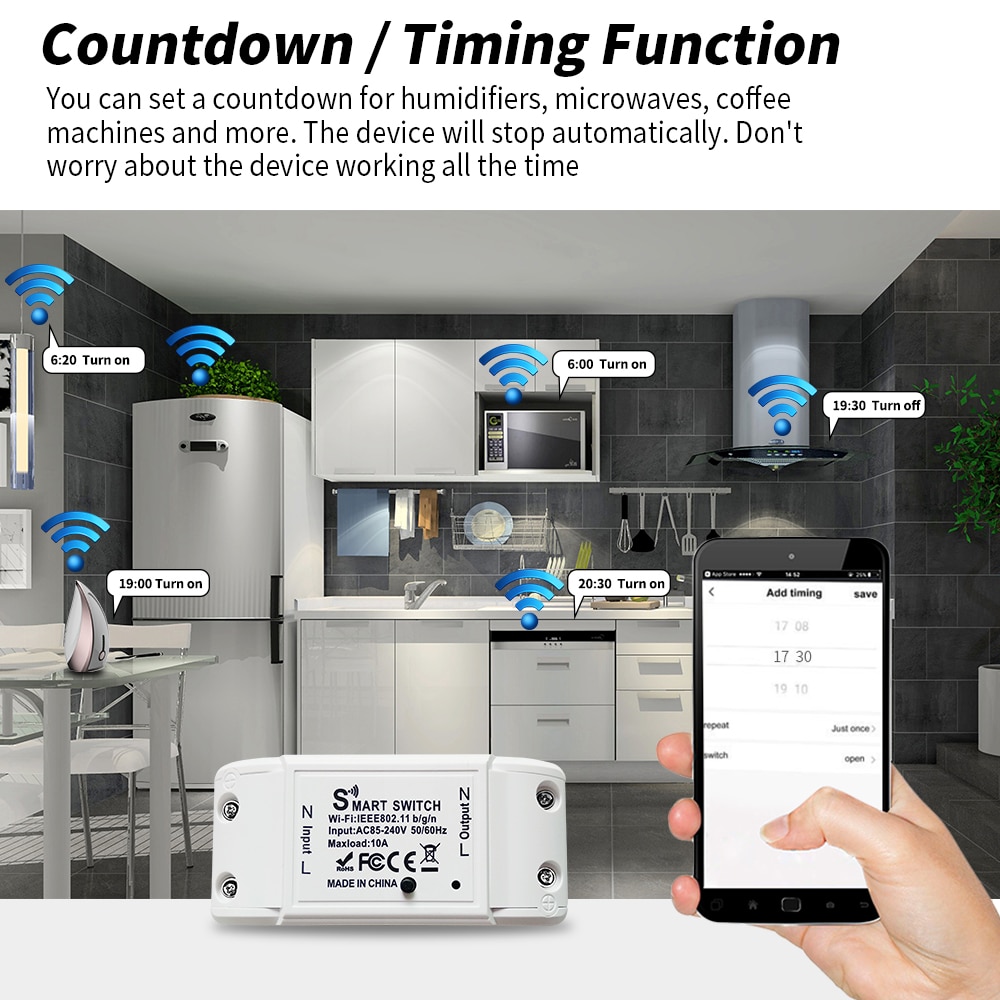 Tuya WiFi Smart Switch APP Wireless Controller Universal Breaker Timer Smart Life Work With LED Light Switch Alexa Accessories