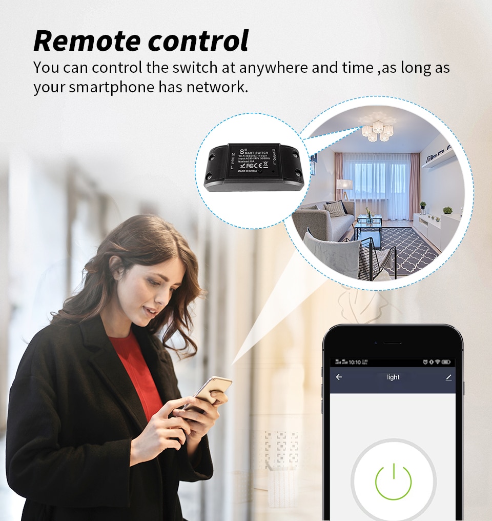 Tuya WiFi Smart Switch APP Wireless Controller Universal Breaker Timer Smart Life Work With LED Light Switch Alexa Accessories