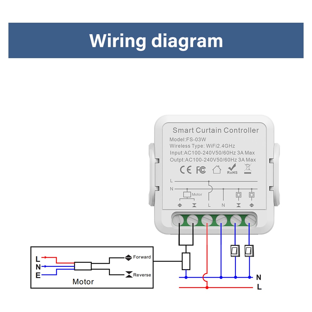 WiFi Smart Curtain Switch, For Roller Shutter Blind Motor Rolling Shutter Doors, Tuya Smart Life APP, Alice Alexa Google Home