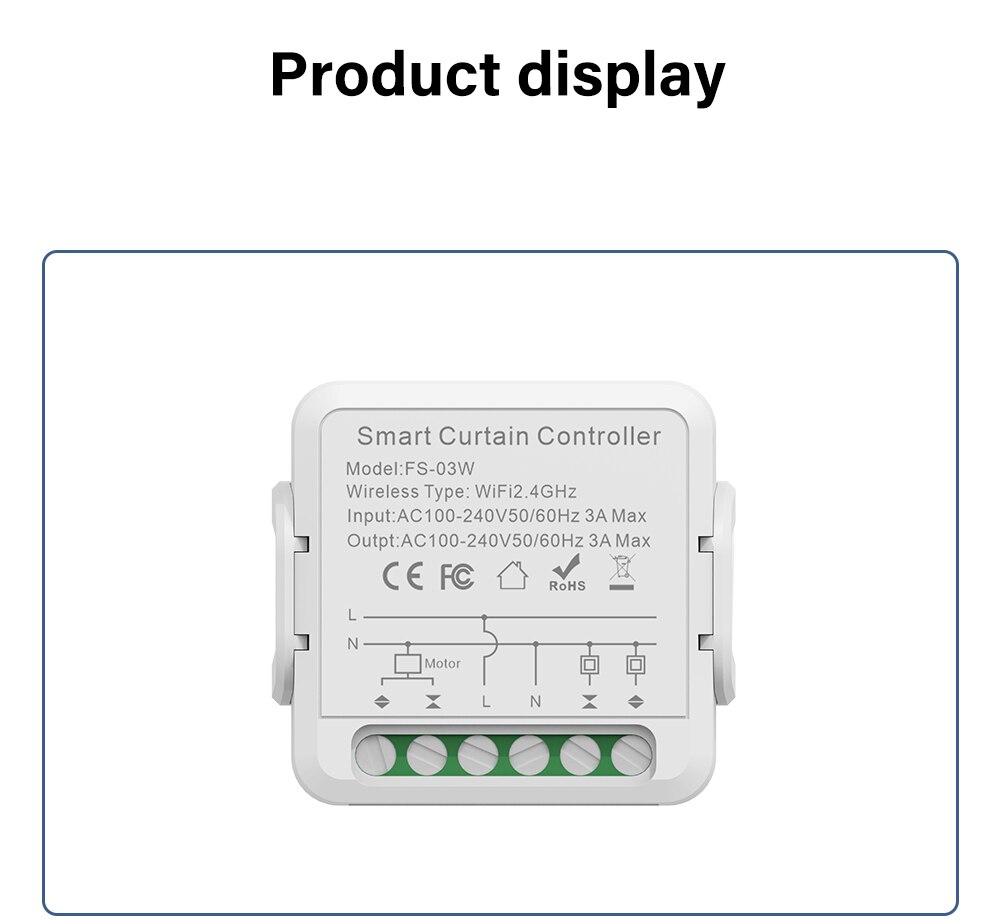 WiFi Smart Curtain Switch, For Roller Shutter Blind Motor Rolling Shutter Doors, Tuya Smart Life APP, Alice Alexa Google Home