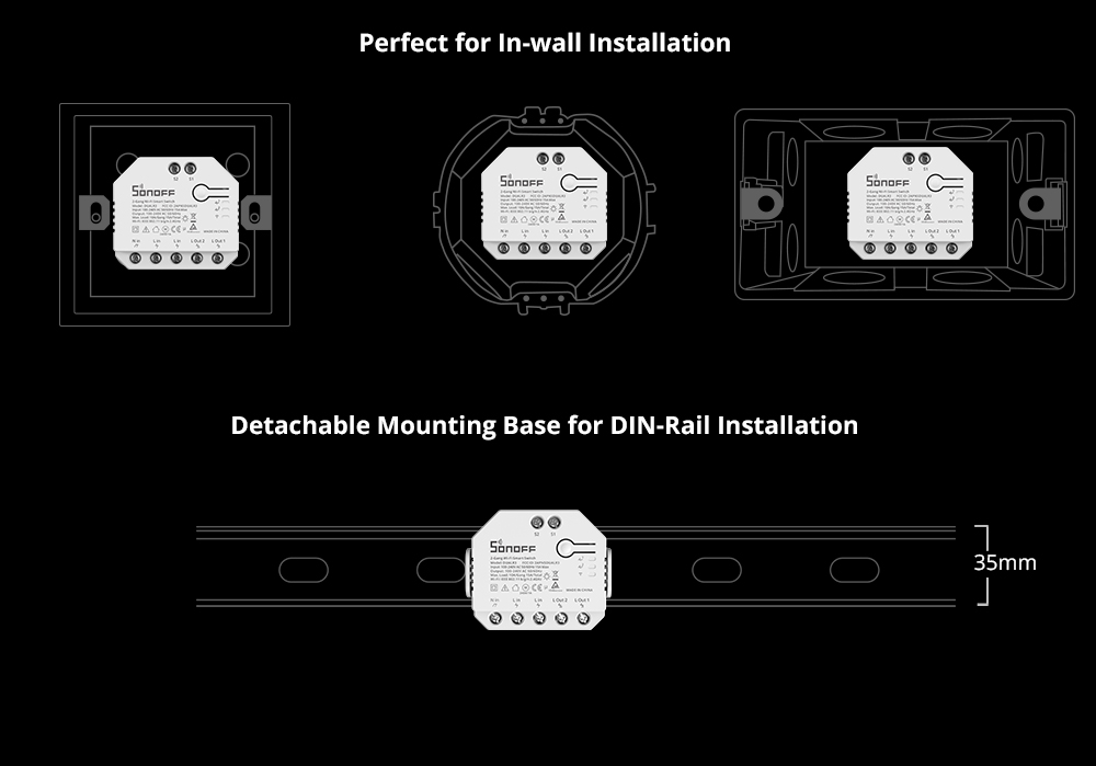 SONOFF DUAL R3 2 Gang Dual Relay Module DIY MINI Smart Switch Power Metering Smart Home Control Via eWeLink Alexa Google Home