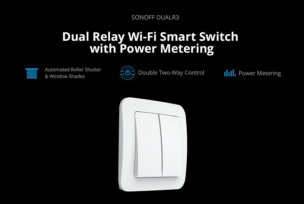 SONOFF DUAL R3 2 Gang Dual Relay Module DIY MINI Smart Switch Power Metering Smart Home Control Via eWeLink Alexa Google Home