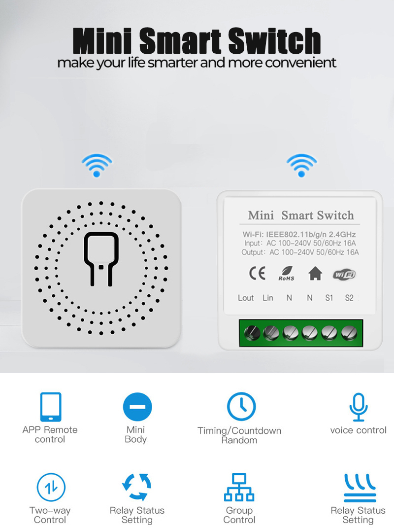 Aubess Tuya WiFi Bluetooth Dual-Mode Smart On-off Device Concealed Smart Switch Support Single And Dual Control DIY Light Switch