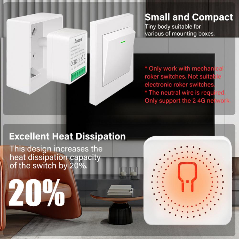 Aubess Tuya WiFi Bluetooth Dual-Mode Smart On-off Device Concealed Smart Switch Support Single And Dual Control DIY Light Switch