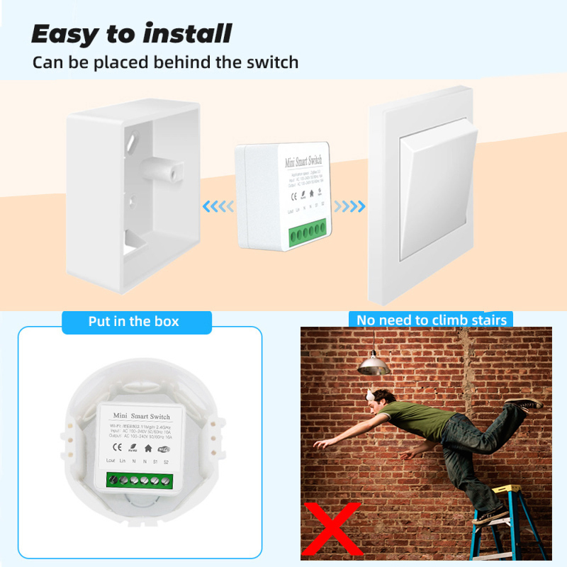 Aubess Tuya WiFi Bluetooth Dual-Mode Smart On-off Device Concealed Smart Switch Support Single And Dual Control DIY Light Switch