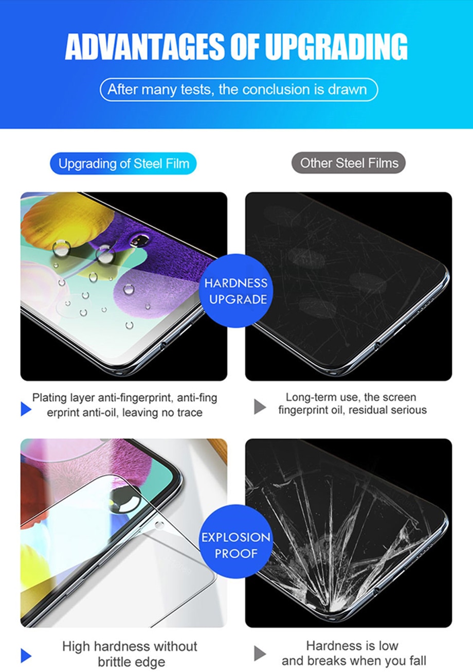 3Pcs Tempered Protective Glass For Samsung Galaxy A72 A52 A51 A71 A50 A70 A20E A32 A12 A31 A21S M51 M31S Screen Protector Glass