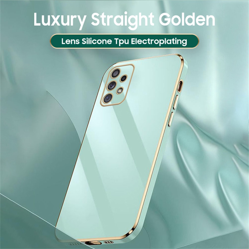 Glossy Plated Phone Case For Samsung Galaxy A52 A52s A72 A22 A53 A73 A33 A23 A32 4G 5G A51 A71 M32 Case Cover Silicone Protector