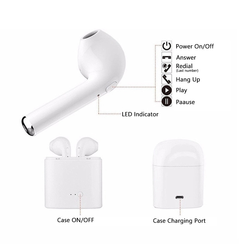 i7s tws Wireless Headphones Bluetooth 5.0 Earphones sport Earbuds Headset With Mic Charging box Headphones For Xiaomi iPhone i7