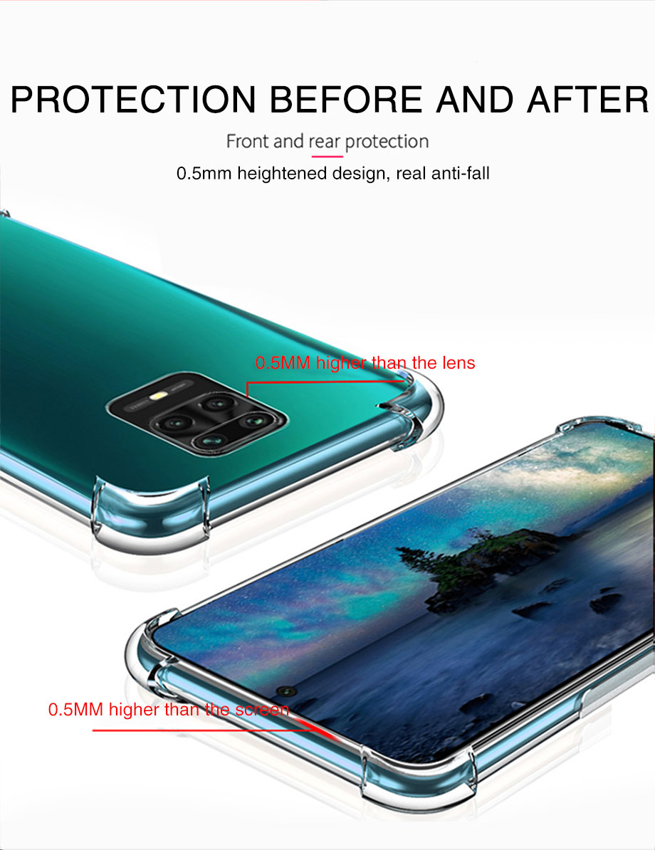 Shockproof Silicone Case On For Xiaomi Redmi Note 9 8 7 6 Pro Max 8A 9S Transparent Case For Xiaomi 8 9 Lite CC9 Pro mi 9t Cover