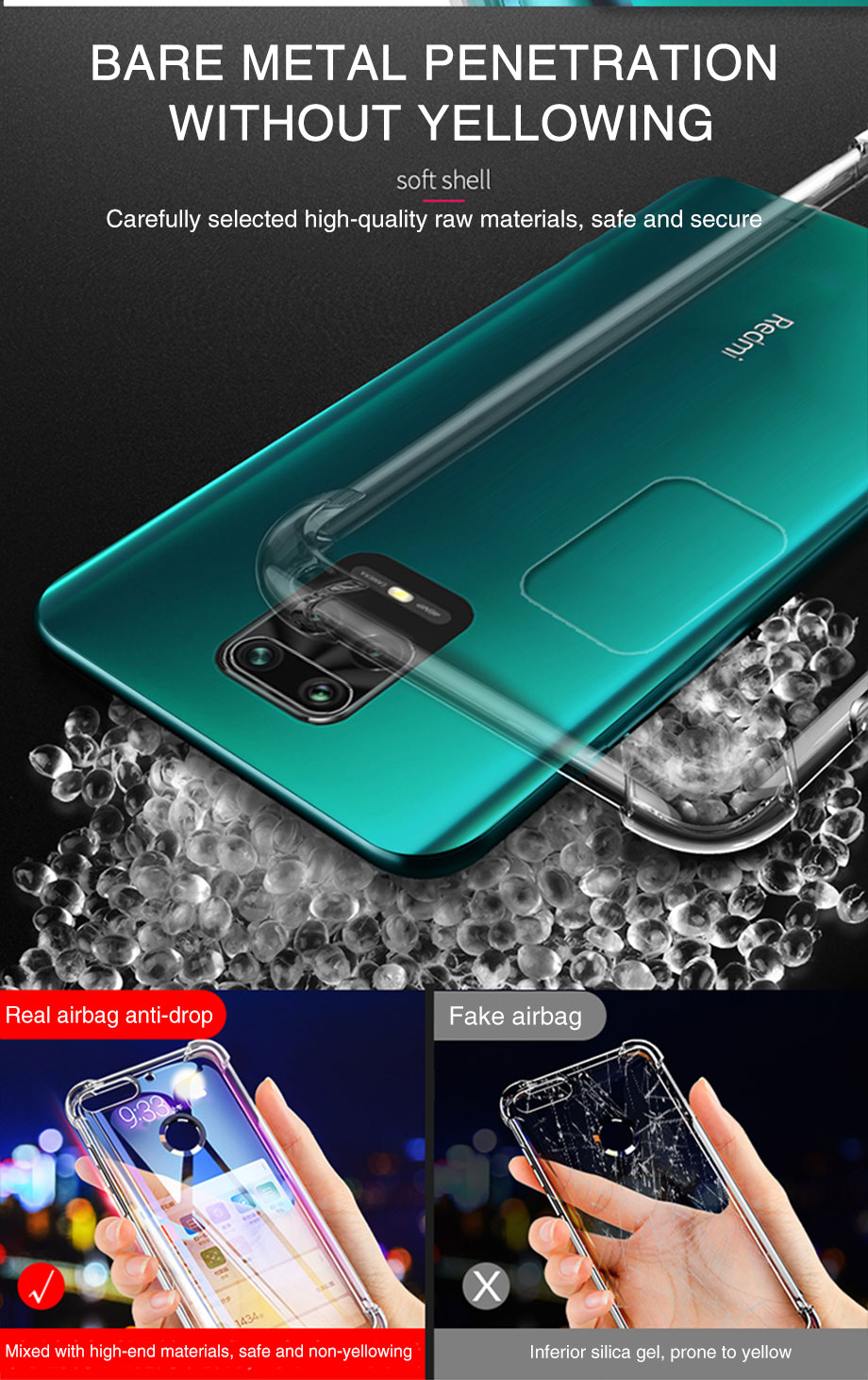 Shockproof Silicone Case On For Xiaomi Redmi Note 9 8 7 6 Pro Max 8A 9S Transparent Case For Xiaomi 8 9 Lite CC9 Pro mi 9t Cover