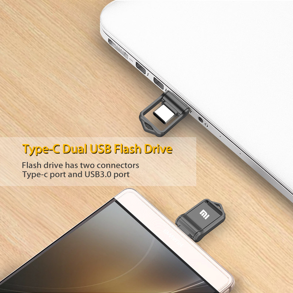 Xiaomi 2T 1T U Disk Mobile Phone 128/256/512GB High Speed Usb3.0 Type-C Computer Dual-Use Dual Interface Metal Flash Memory