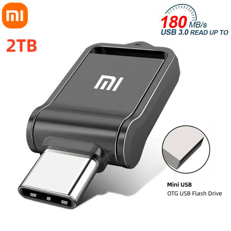 Xiaomi 2IN 1 Usb 3.0 U Disk 2T/1T/512GB/128GB High Speed Computer Dual-Use Dual Interface Metal Flash Memory Type-C Mobile Phone