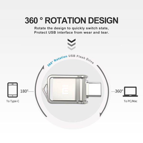 Xiaomi 2IN 1 Usb 3.0 U Disk 2T/1T/512GB/128GB High Speed Computer Dual-Use Dual Interface Metal Flash Memory Type-C Mobile Phone - Image 2