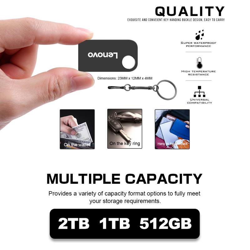 Lenovo USB 3.0 Flash Drive 2tb 1tb 512gb Memory Stick Metal Portable Flash Disk High Speed Flash Pendrive U Disk For PC Laptop