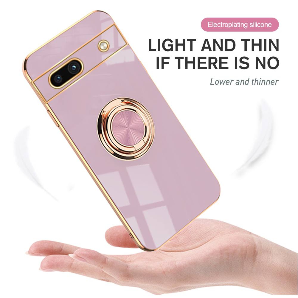 Gold Frame Plating Soft Cover For Googel Pixel 7a Case Magnetic Ring Stand Holder Funda Gogle Pixle 7 Pro Pixel7 A Pixel7a 7Pro