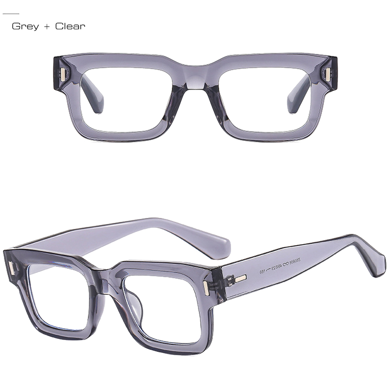 2023 New Retro Gray Square Sunglasses For Women Men Fashion Clear Lens Frame Glasses Eyewear Male Shades UV400 Rivets Wholesale