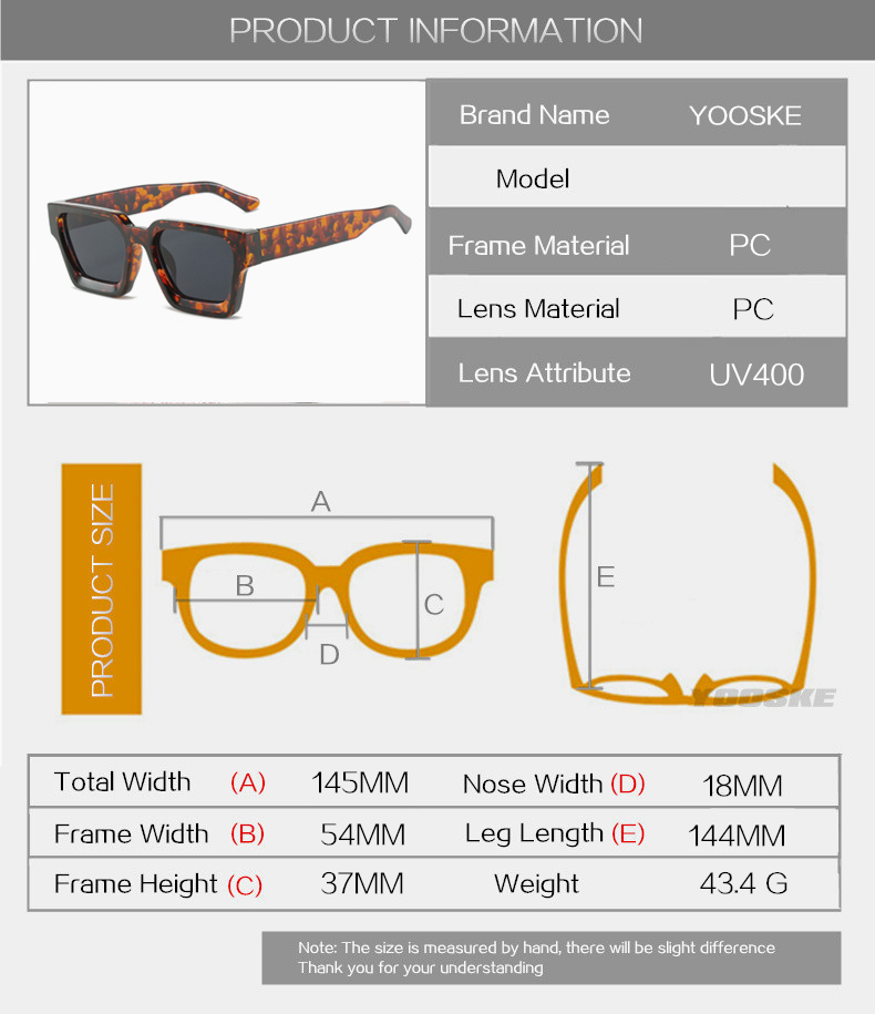 YOOSKE Vintage Small Square Sunglasses for Men Women Luxury Brand Designer Retro Sun Glasses Unisex Ins Popular Shades Eyewear