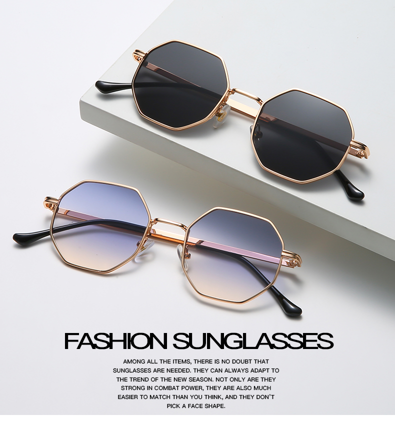 Polygon Metal Sunglasses Vintage Frame For Women Sunglasses Men Luxury Brand Design Sun Glasses Women Mirror Gafas De Sol Uv400