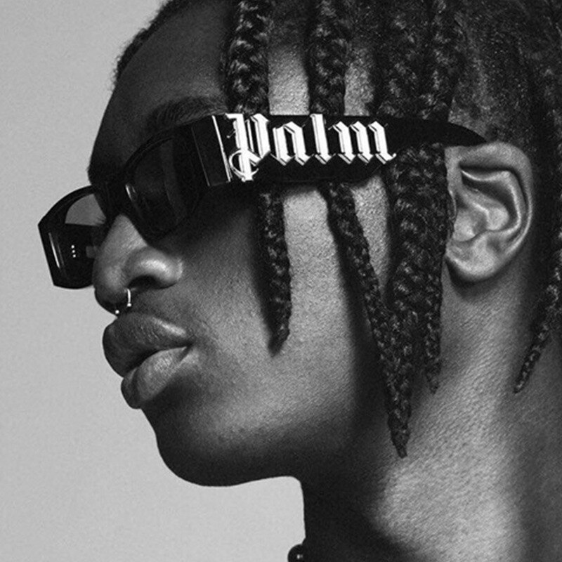 2023 New Punk Style PALM Letters Fashion Sunglasses Black Frame Ins Hip Hop Sun Glasses Unisex for Women Men