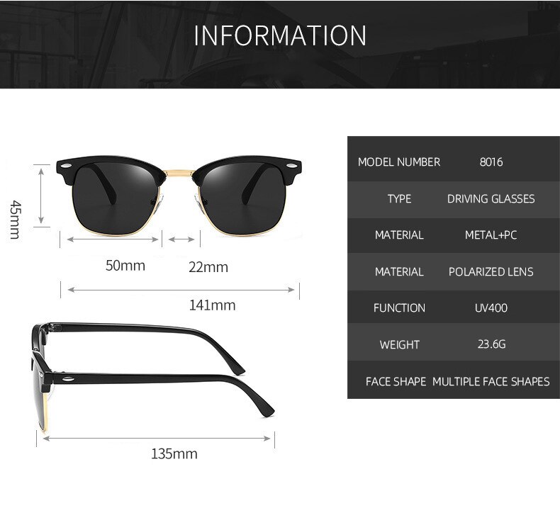 Classic Style Sunglasses Retro Men UV Protection Trend Sunglasses Polarized