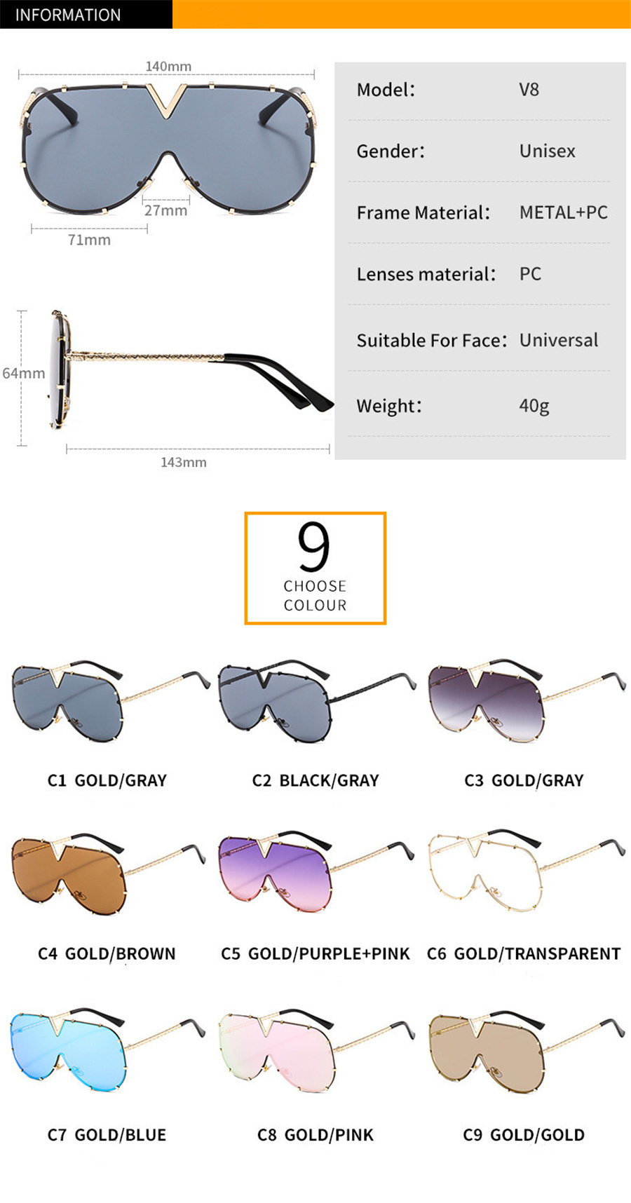 Fashion Brand Modern Oversized Square Sunglasses For Women Men Vintage Big Frame Retro Luxury Designer Sun Glasses UV400 Eyewear