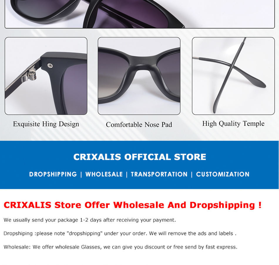 CRIXALIS Vintage Women's Sunglasses Polarized Classic Anti Glare Driving Sun Glasses For Men Luxury Brand Designer Shades Female