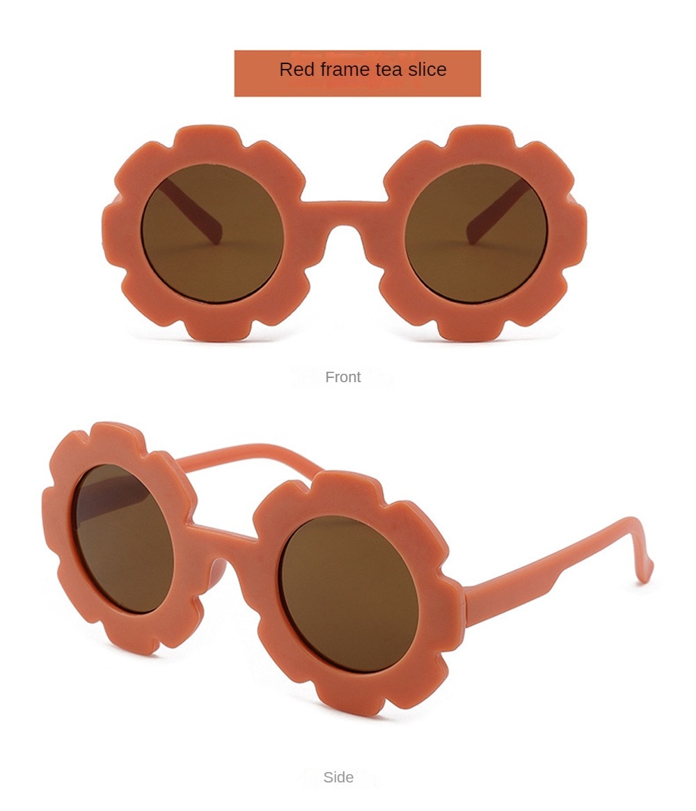 Sun Flower Sunglasses For Children Round Summer Travel Shades Boys Girls Lovely Eyewear Kids Baby UV Protection Oculos De Sol