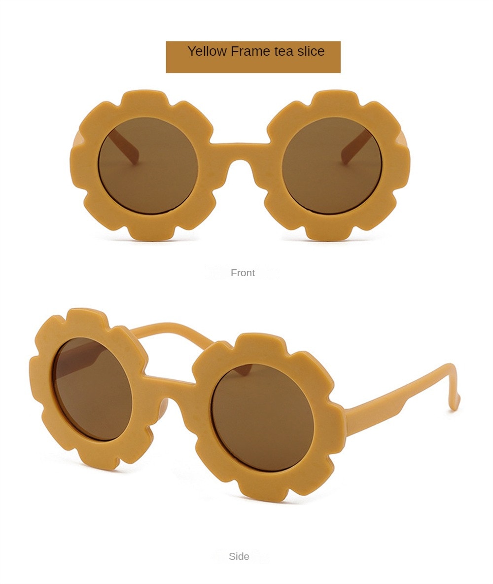 Sun Flower Sunglasses For Children Round Summer Travel Shades Boys Girls Lovely Eyewear Kids Baby UV Protection Oculos De Sol