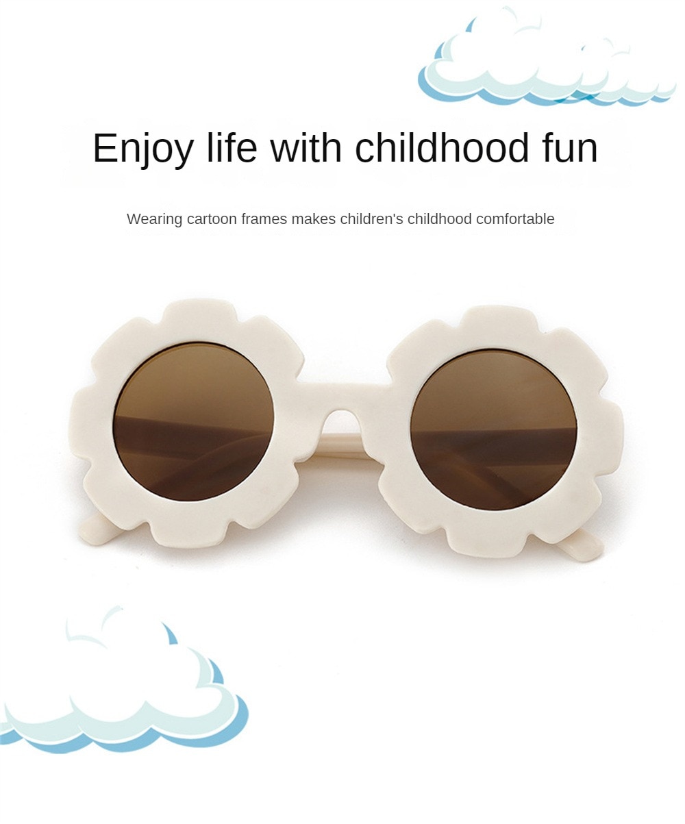 Sun Flower Sunglasses For Children Round Summer Travel Shades Boys Girls Lovely Eyewear Kids Baby UV Protection Oculos De Sol