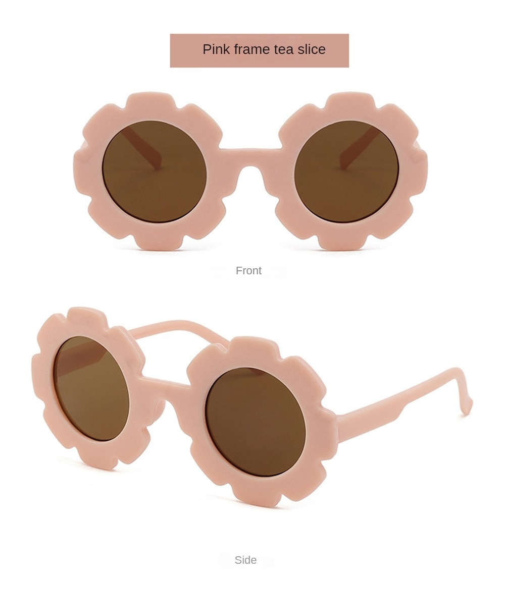 Sun Flower Sunglasses For Children Round Summer Travel Shades Boys Girls Lovely Eyewear Kids Baby UV Protection Oculos De Sol