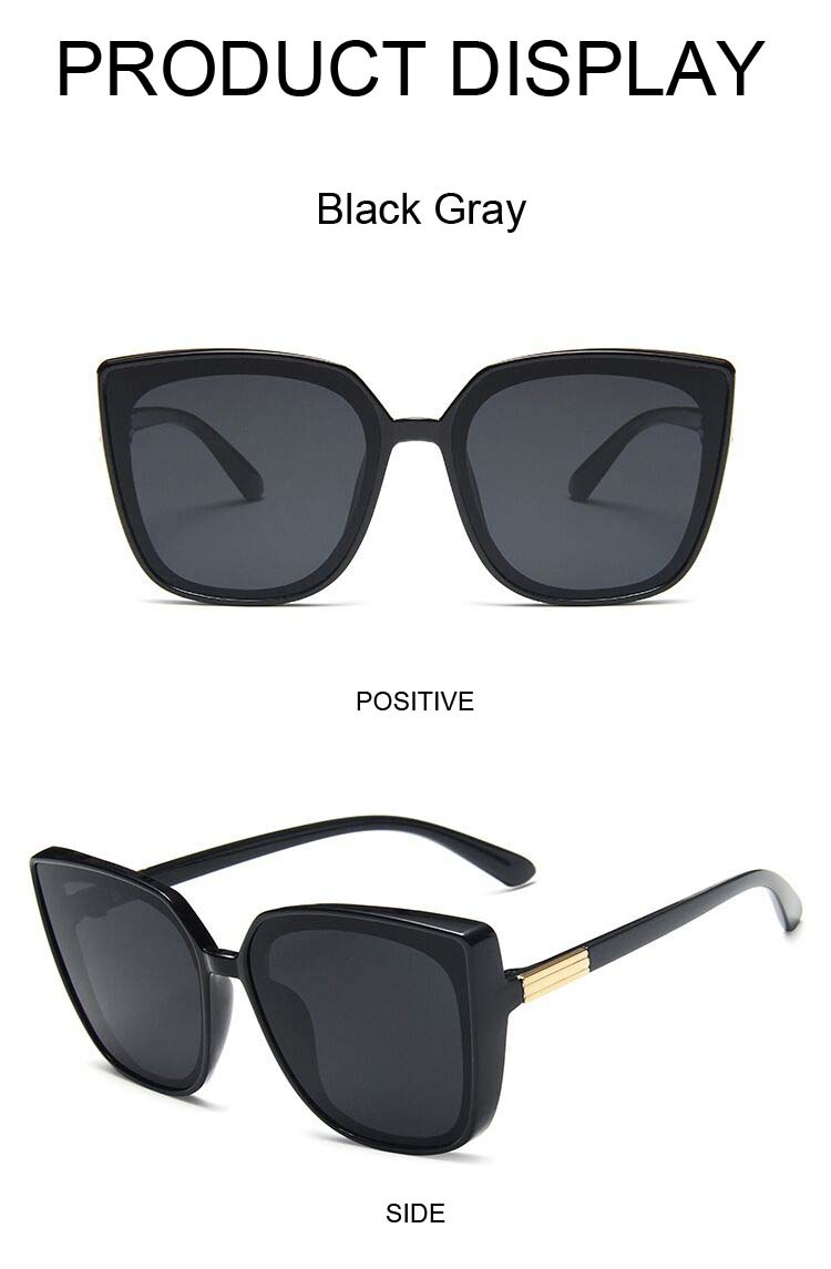 Fashion Cat Eye Sunglasses Woman Retro Brand Designer Sun Glasses Female Big Frame Vintage Black Mirror Oculos De Sol Feminino 