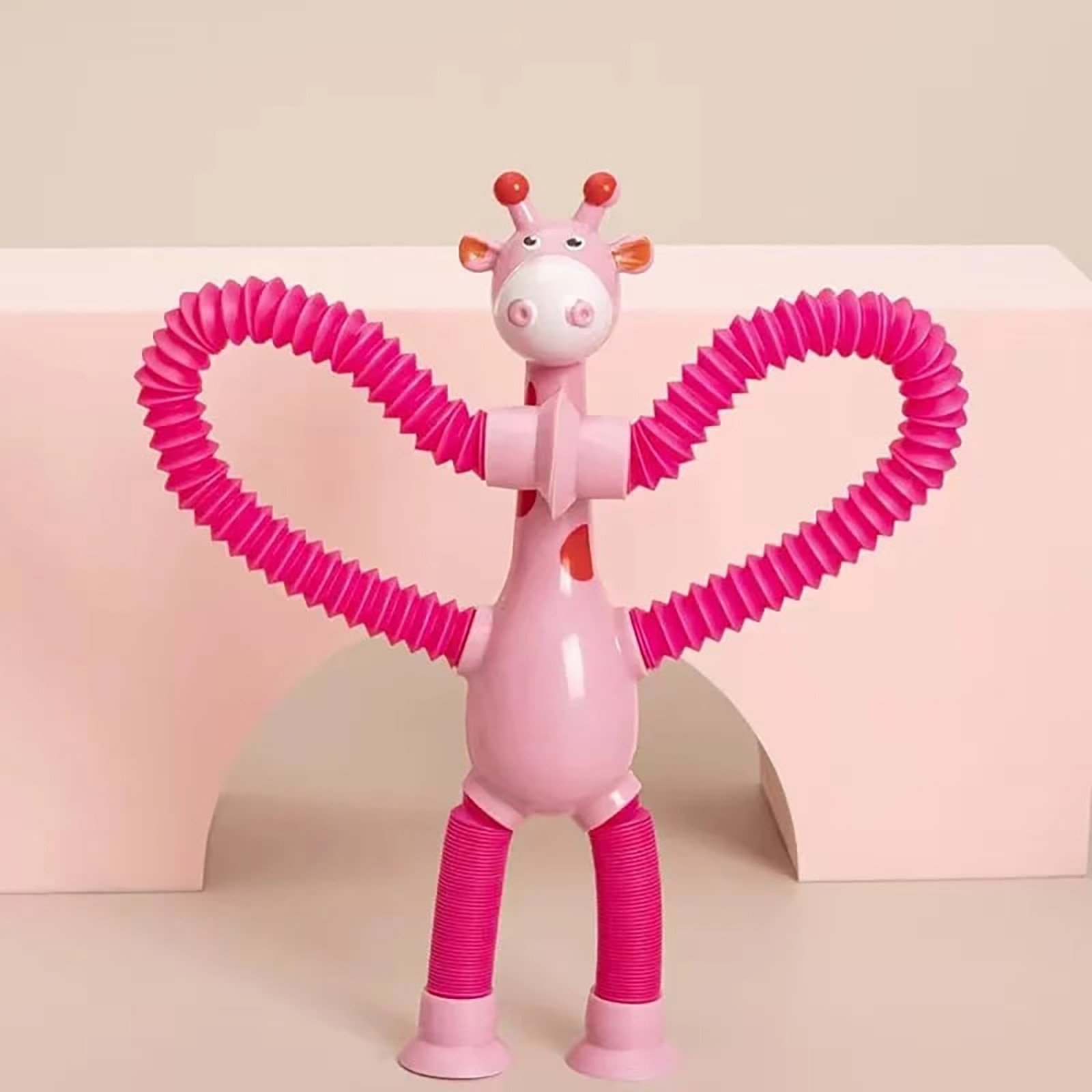 Stretch Tube Giraffe Puzzle Toy Novelty Decompression Toy Cartoon Suction Cup Telescopic Giraffe Variety Shape Luminous