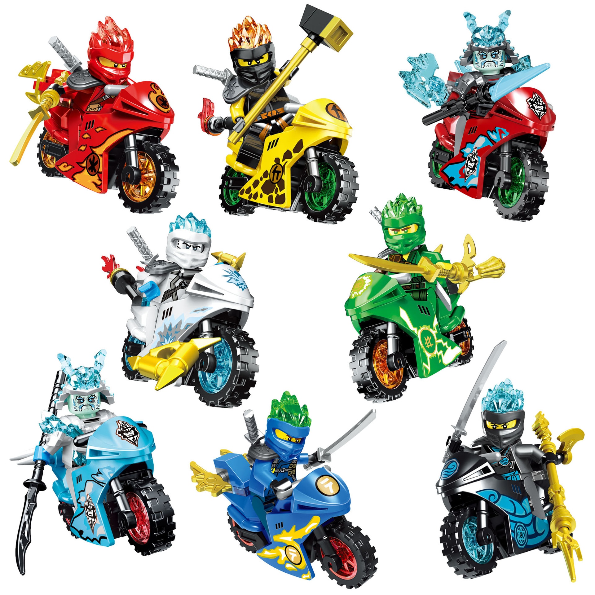 Ninja Motorcycles Model Building Blocks Jay Zane Kai Nya Lloyd Samukai Mini Model Figures Bricks Kids Christmas Toys