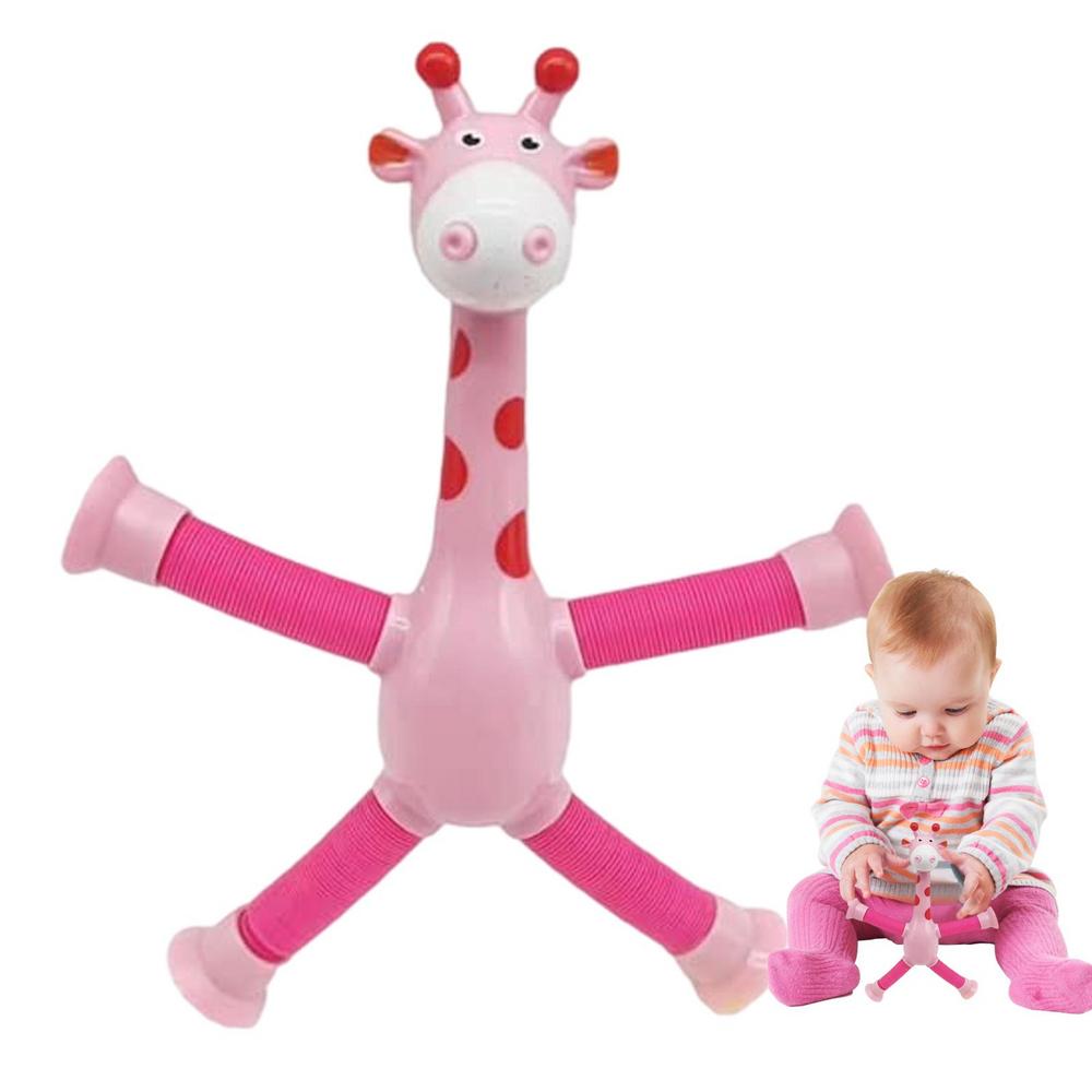 Cartoon Giraffe Toy Telescopic Suction Cup Giraffe Puzzle Stretchy Tubes Decompression Toy Interactive Toy For Stress Relief