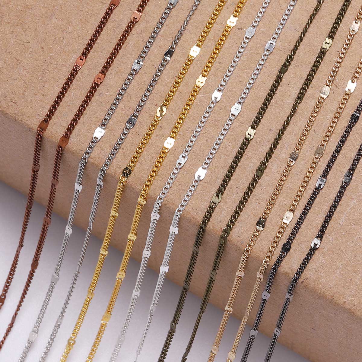 5M/lot 1.3-2.5mm Gold Rhodium Copper Bulk Fine Necklace Chain For DIY Jewelry Making Supplies chains Findings Accessories