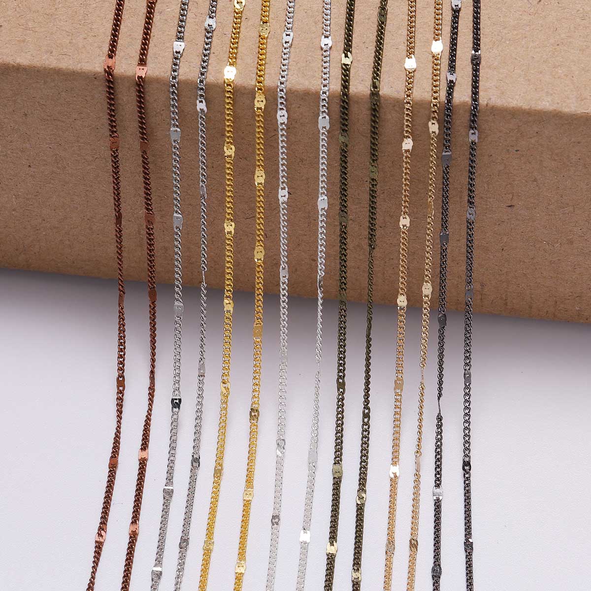 5M/lot 1.3-2.5mm Gold Rhodium Copper Bulk Fine Necklace Chain For DIY Jewelry Making Supplies chains Findings Accessories