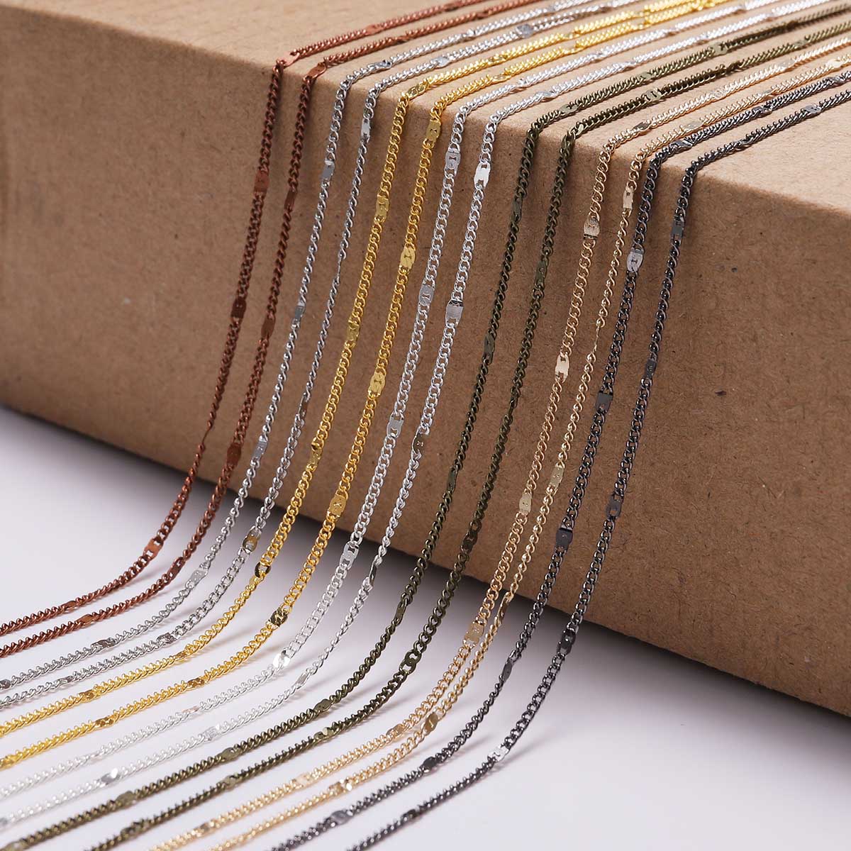 5M/lot 1.3-2.5mm Gold Rhodium Copper Bulk Fine Necklace Chain For DIY Jewelry Making Supplies chains Findings Accessories