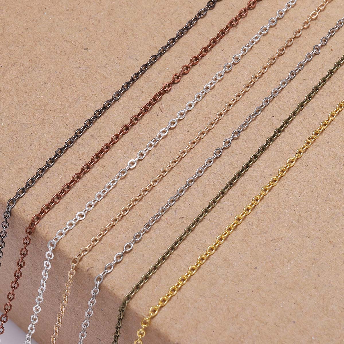 5M/lot 1.3-2.5mm Gold Rhodium Copper Bulk Fine Necklace Chain For DIY Jewelry Making Supplies chains Findings Accessories