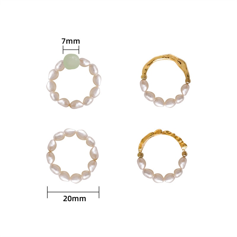 High-quality Natural Pearls Elastic Fine Beads Tail Ring Women Light Luxury Stitching Index Finger Ring Wedding Unusual Jewelry