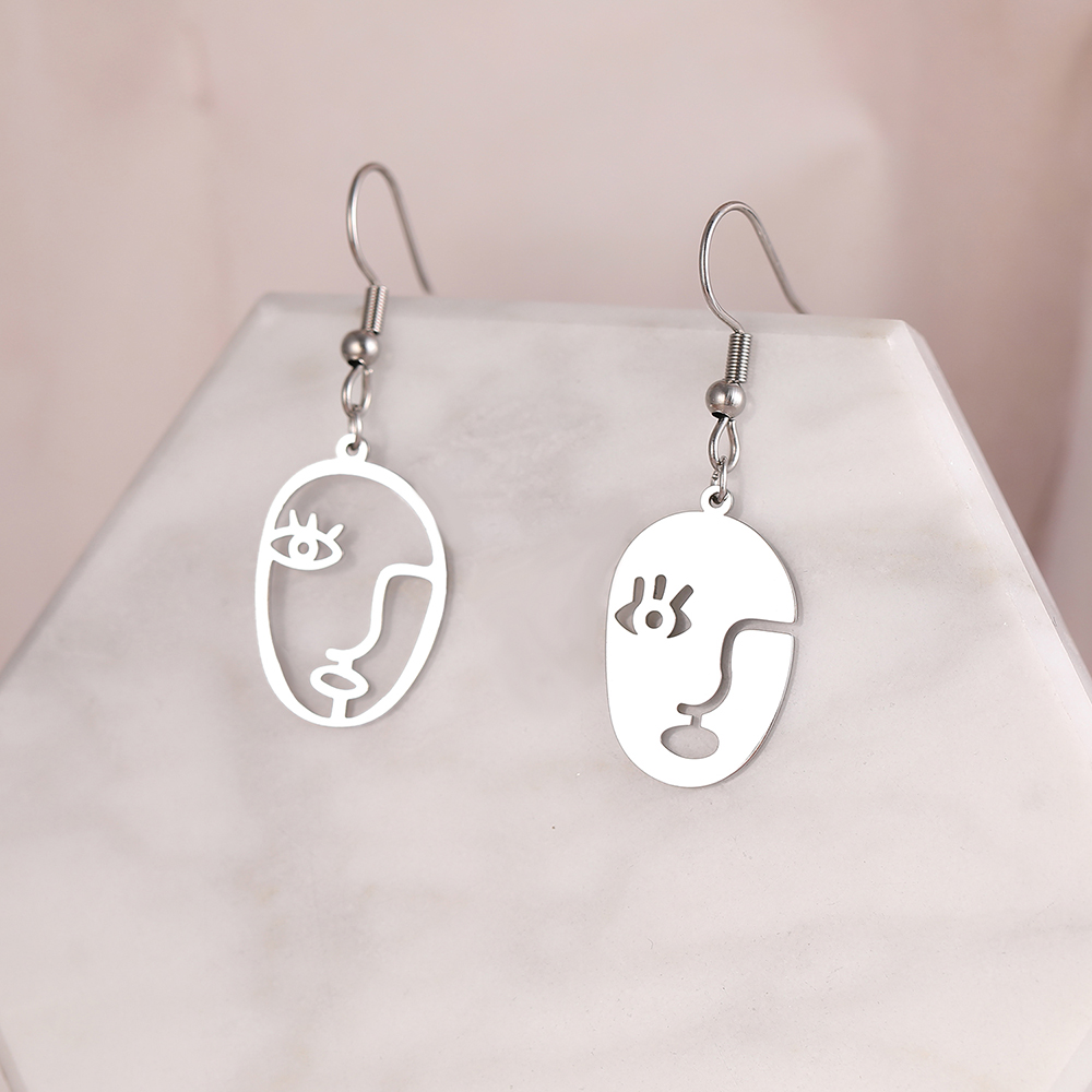 Stainless Steel Earrings Fashion Abstract Art Face Design Charms Trend Fine Pendants Earrings For Women Jewelry Party Girl Gifts