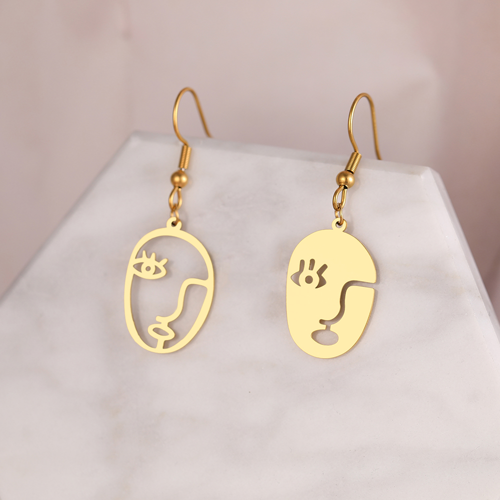 Stainless Steel Earrings Fashion Abstract Art Face Design Charms Trend Fine Pendants Earrings For Women Jewelry Party Girl Gifts