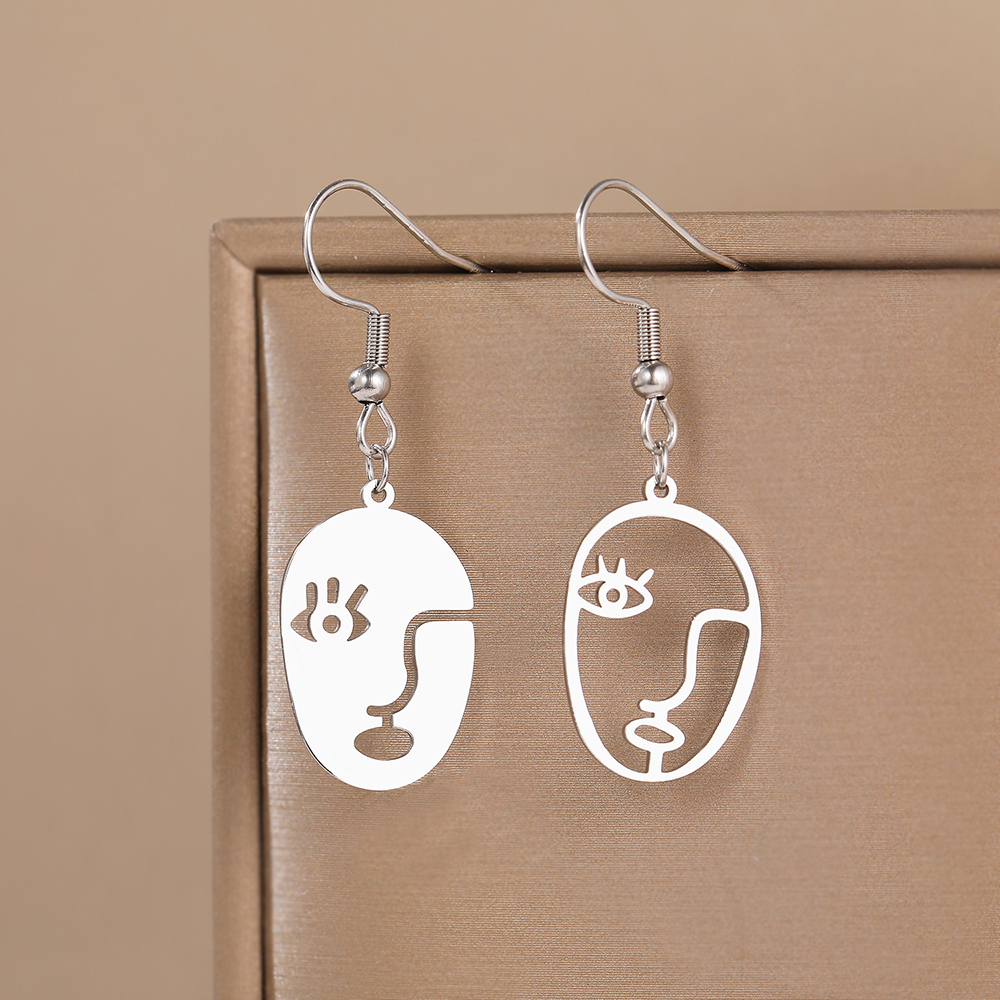 Stainless Steel Earrings Fashion Abstract Art Face Design Charms Trend Fine Pendants Earrings For Women Jewelry Party Girl Gifts