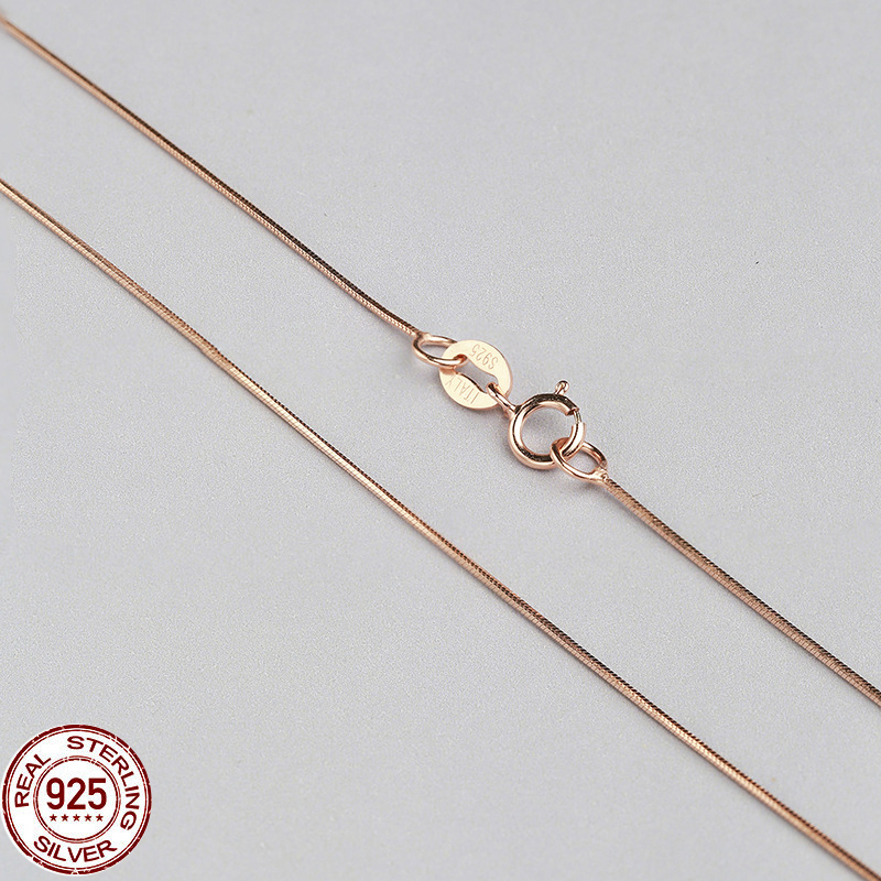 Solid 925 Sterling Silver 1mm Snake Chain Necklace for Women men,Silver /Gold fine Jewelry Chain Fit Pendant 40/45/50/55/60/70cm