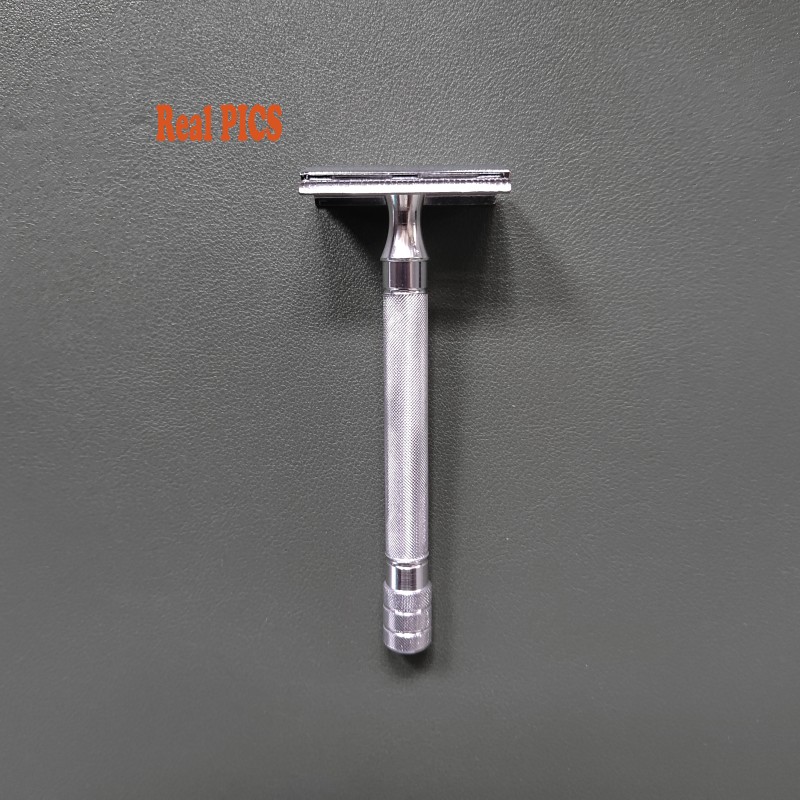 Classic Men Shaver Mild Hair Removal Shaver Double Edge Stainless Steel Shaving With 1 PCS Titanium Coated Blades Shaver Razor