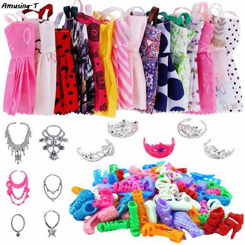 Random 32PCS universal Clothes Set Clothes And Accessories For Barbie Dolls Fashion Clothes Party Gown for Girl's Gift（no dolls）