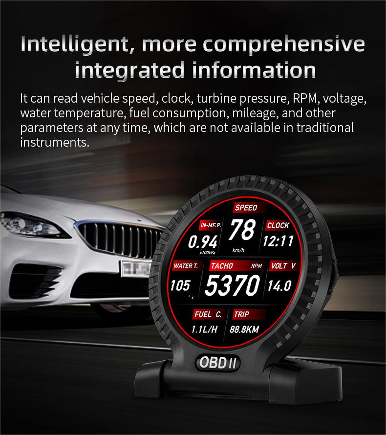 2023 New Car Head Up Display F10 HUD OBD2 Smart Digital Speedometer with Engine RPM Security Alarm Auto Electronic Accessories