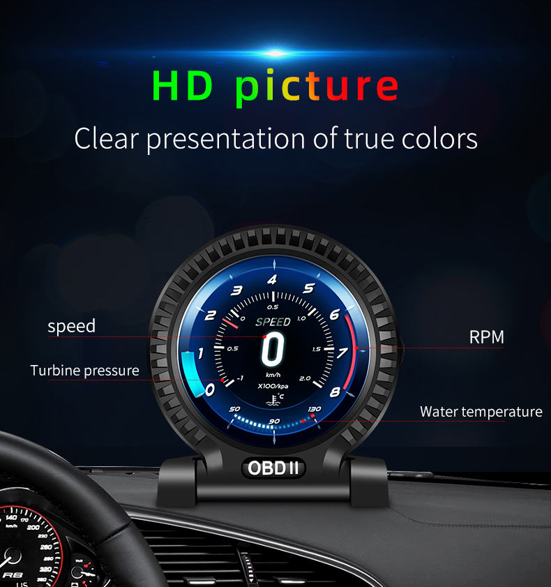 2023 New Car Head Up Display F10 HUD OBD2 Smart Digital Speedometer with Engine RPM Security Alarm Auto Electronic Accessories